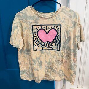 Keith Haring Marbled/Tie-Dye "Love" T shirt